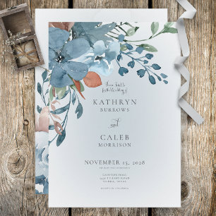 Boho Rust & Blue Floral Faire-part de mariage