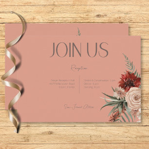 Boho Rust & Cream Fall Floral Peach Rust Reception Enclosure Card