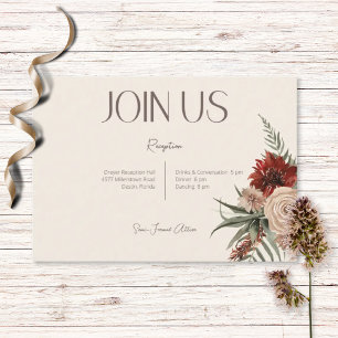 Boho Rust & Cream Fall Floral Reception Enclosure Card