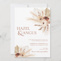 Boho Rust Flowers Pampas Faire-part de mariage HAZ