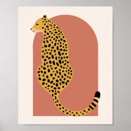 Boho Rust Pink Vintage Arch Oversized Leopard Poster
