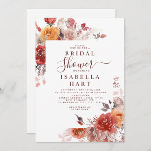 Boho Rust Terracotta Burnt Orange Bridal Shower Invitation