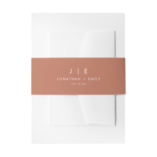 Boho Rust Terracotta Monogram Wedding Invitation Belly Band