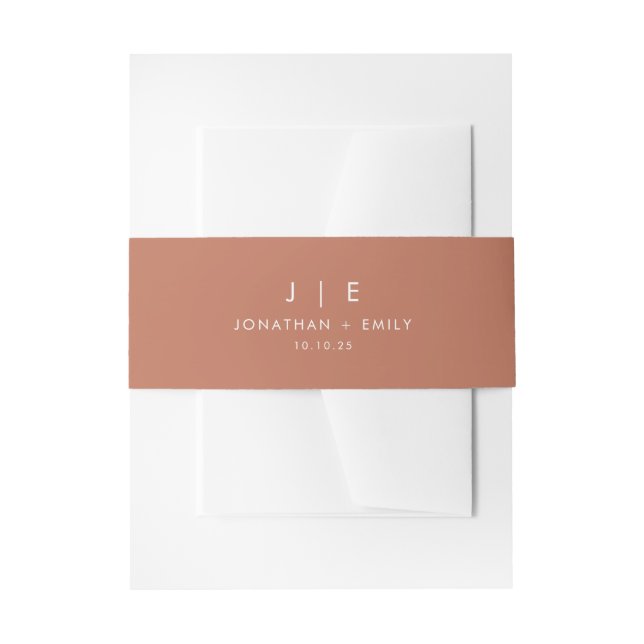 Boho Rust Terracotta Monogram Wedding Invitation Belly Band (Front Example)
