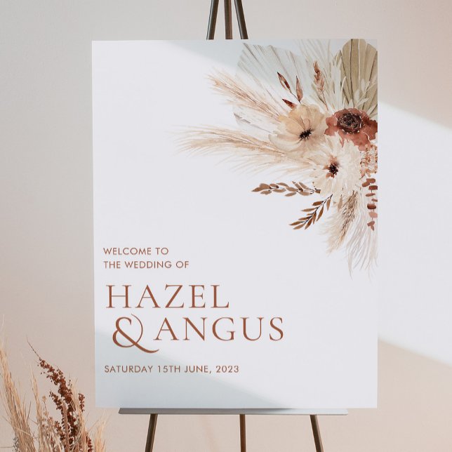 Boho Rust Terracotta Pampas Mariage Affiche de bie (Créateur téléchargé)