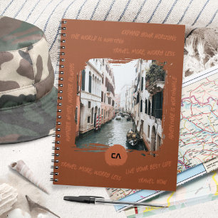 Boho Rust Travel Quote with Monogram & Photo Notebook