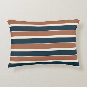 Boho Rustic and Navy Stripes Accent Pillow
