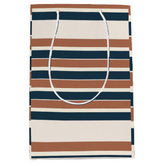 Boho Rustic and Navy Stripes  Medium Gift Bag