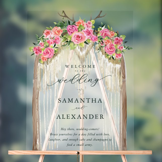 Boho Rustic Arch Roses Western Wedding Welcome (Neutre)
