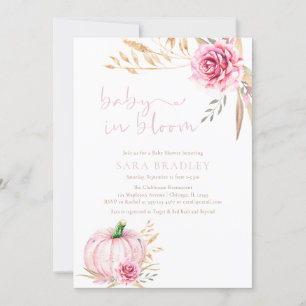 Boho Rustic autumn Pumpkin baby Girl shower  Invitation