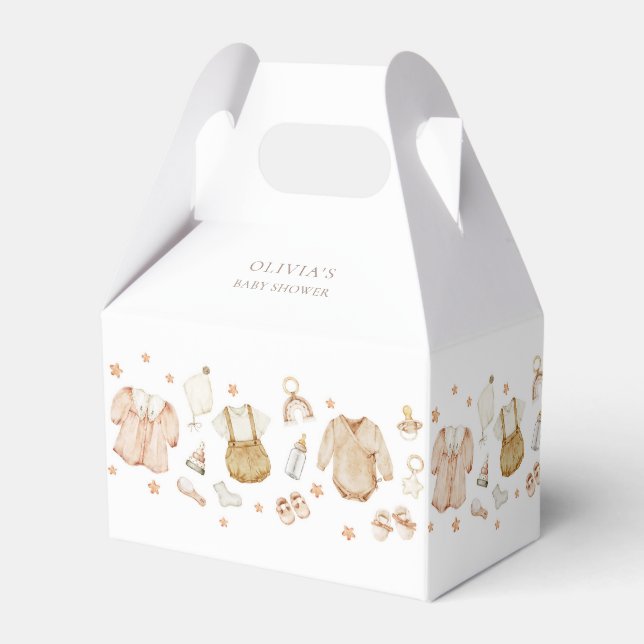 Boho Rustic Baby Clothes Baby Shower Favor Box (Back Side)
