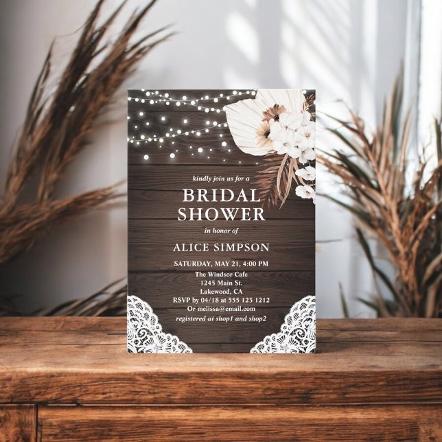 Boho Rustic Beige Floral Bridal Shower Invitation (Creator Uploaded)