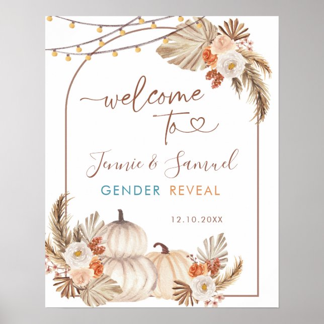 Boho Rustic Citrouille Automne Affiche de bienvenu (Devant)
