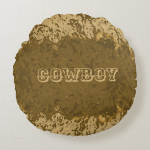 Boho Rustic Cowboy Design Round Pillow