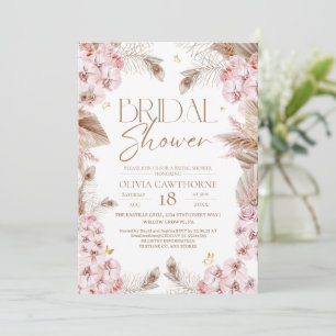 Boho Rustic Dusty Pink Bridal Shower Invitation