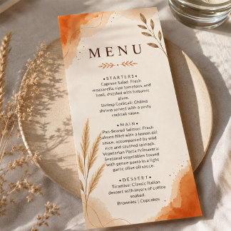 Boho Rustic Earth Tone Terracotta Wedding Menu