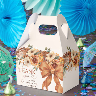 Boho Rustic Fall Floral Baby Shower Party Favor Box