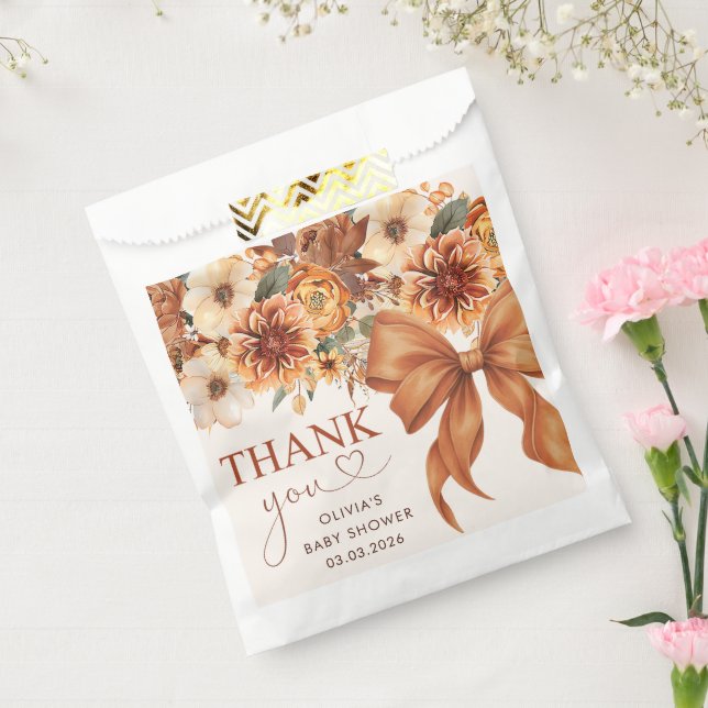 Boho Rustic Fall Floral Baby Shower Party Favour Bag (Sealed)
