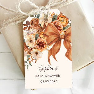 Boho Rustic Fall Floral Baby Shower Party Gift Tags