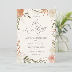 Boho Rustic Fall Floral Greenery Wedding Invitation