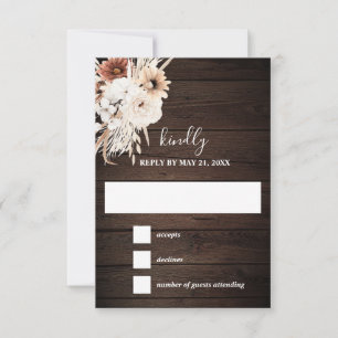 Boho Rustic Fall Flowers Mariage Carte RSVP
