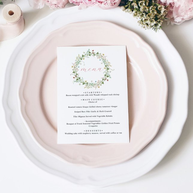 Boho Rustic Fleur sauvage menu Mariage (Créateur téléchargé)