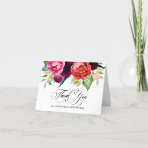 Boho Rustic Floral 80e anniversaire Merci