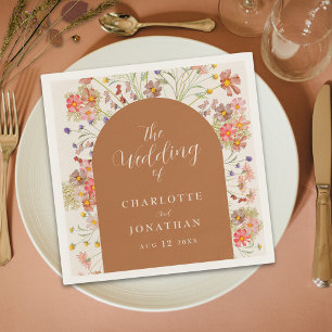 Boho Rustic Floral Arch Fall Wedding Napkin