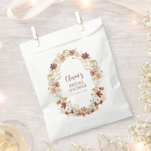 Boho Rustic Floral Burgundy Bridal Shower Custom Favour Bag