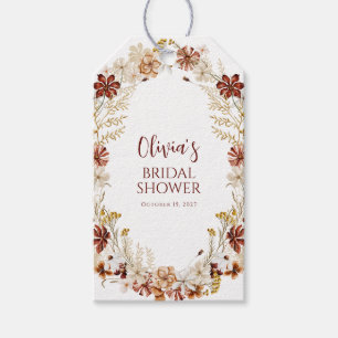 Boho Rustic Floral Burgundy Bridal Shower Custom Gift Tags