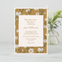 Boho Rustic Floral Daisies Yellow Baby Shower