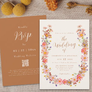Boho Rustic Floral Fall Wedding Invitation