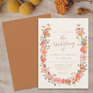 Boho Rustic Floral Fall Wedding Invitation