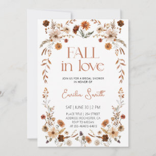 Boho Rustic Floral Flowers Autumn Bridal Shower Invitation
