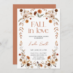 Boho Rustic Floral Flowers Autumn Bridal Shower Invitation