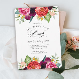 Boho Rustic Floral Mothers Day Brunch Invitation
