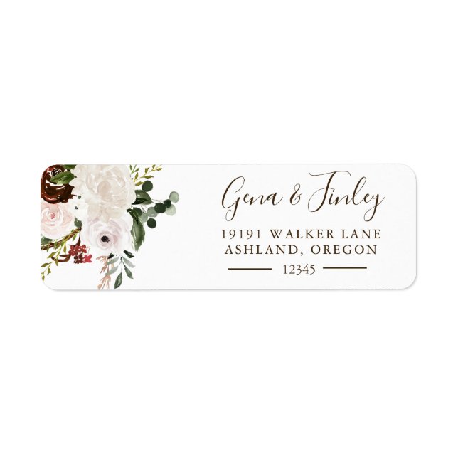 Boho Rustic Floral Rose Return Address (Front)