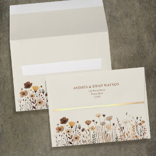 Boho Rustic Floral Wedding Envelope