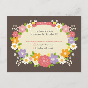 Boho Rustic Floral Wreath Wedding Invitation Postcard