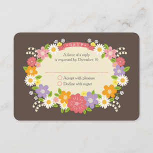 Boho Rustic Floral Wreath Wedding RSVP Card