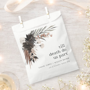 Boho Rustic Gothic Rust Black Botanical Wedding Favour Bag