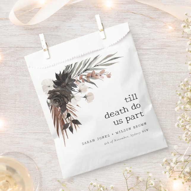 Boho Rustic Gothic Rust Black Botanical Wedding Favour Bag (Clipped)