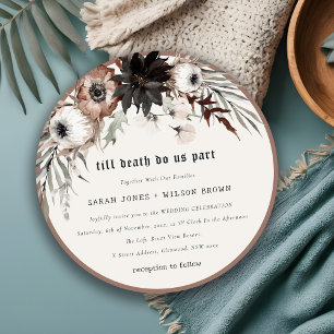 Boho Rustic Gothic Rust Black Botanical Wedding In Invitation