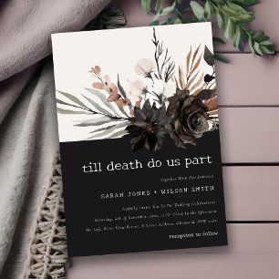 Boho Rustic Gothic Rust Black Botanical Wedding Invitation