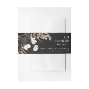 Boho Rustic Gothic Rust Black Botanical Wedding Invitation Belly Band