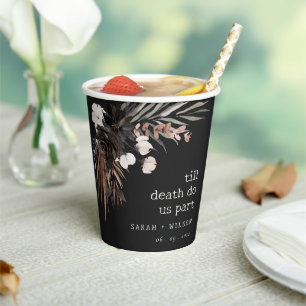 Boho Rustic Gothic Rust Black Botanical Wedding Paper Cups