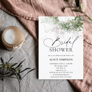 Boho Rustic Greenery Script Bridal Shower Invitati Invitation