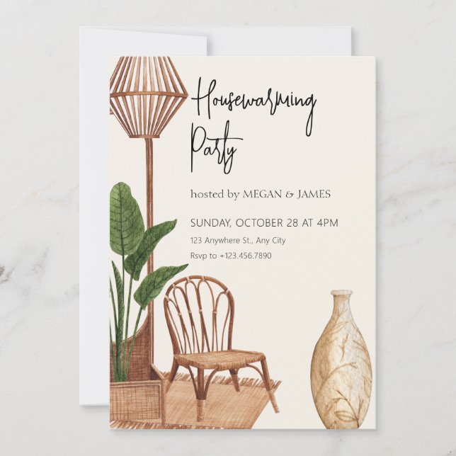 Boho rustic interior house invitation (Front)