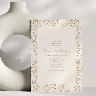 Boho Rustic Meadow Earthy Wildflower Baby Shower Invitation