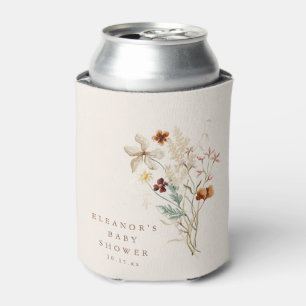 Boho Rustic Meadow Flowers Floral Baby Shower Can Cooler